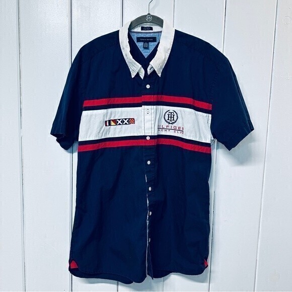 Tommy Hilfiger Men’s Short Sleeves Shirt with‎ tiny stain, Size XXL, Blue* - Picture 1 of 7